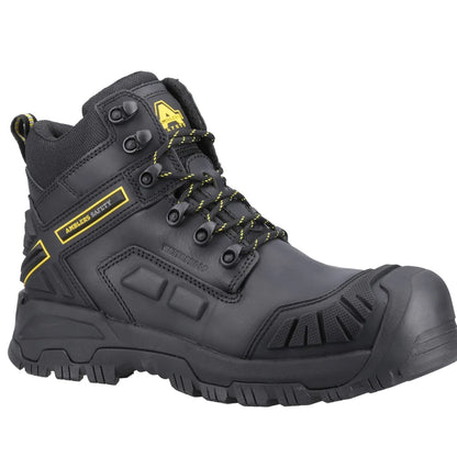 Black - Front - Amblers Mens Flare Grain Leather Safety Boots