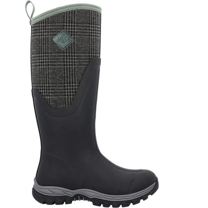 Black - Side - Muck Boots Womens-Ladies Arctic Sport II Plaid Tall Wellington Boots