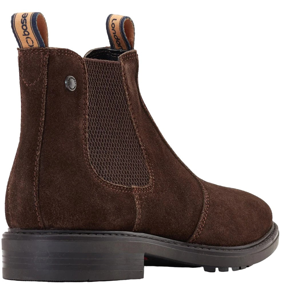 Brown - Back - Base London Mens Nelson Suede Chelsea Boots
