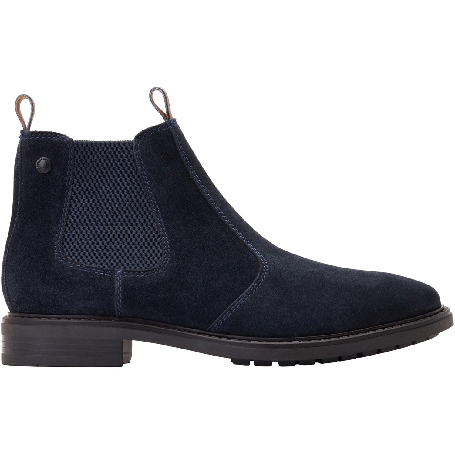 Navy - Side - Base London Mens Nelson Suede Chelsea Boots