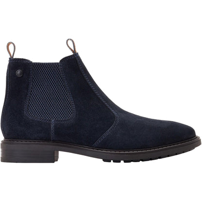 Navy - Side - Base London Mens Nelson Suede Chelsea Boots