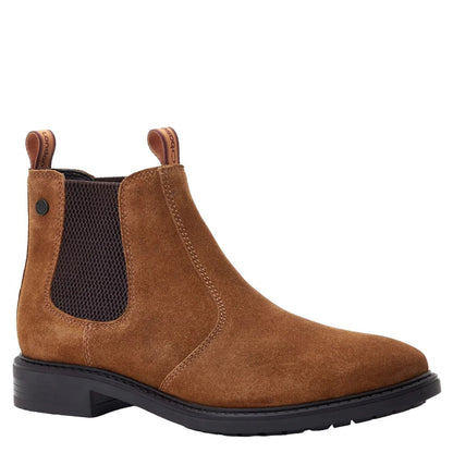 Cognac - Front - Base London Mens Nelson Suede Chelsea Boots