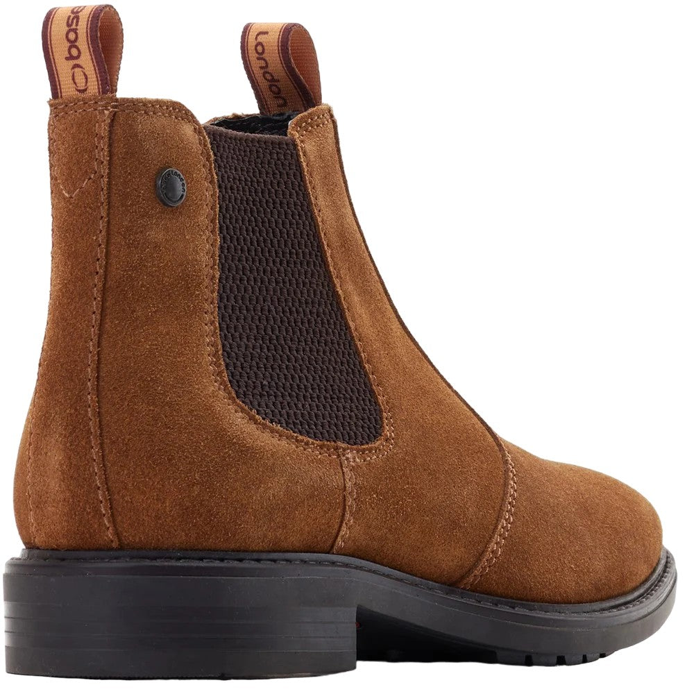 Cognac - Back - Base London Mens Nelson Suede Chelsea Boots
