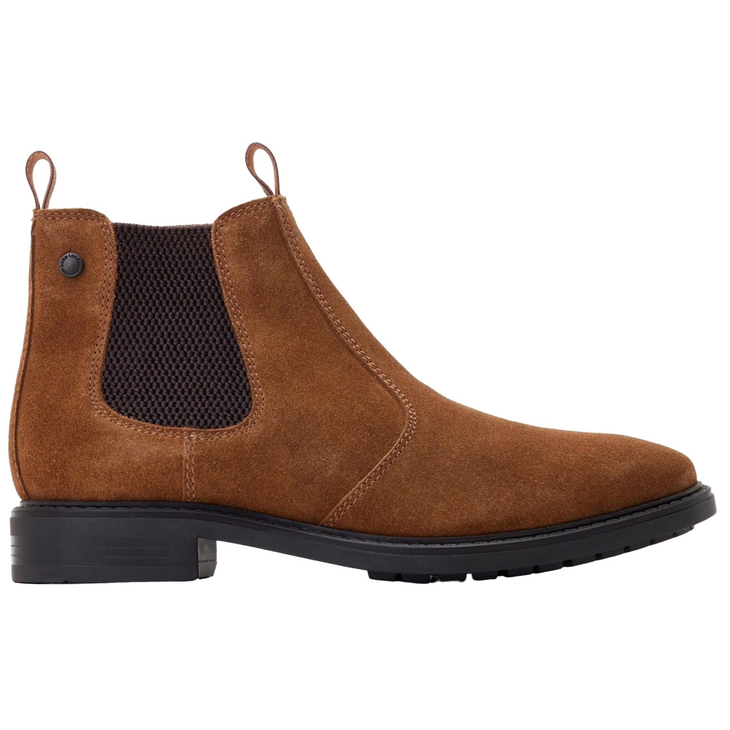 Cognac - Side - Base London Mens Nelson Suede Chelsea Boots