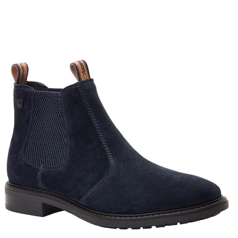 Navy - Front - Base London Mens Nelson Suede Chelsea Boots