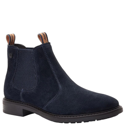 Navy - Front - Base London Mens Nelson Suede Chelsea Boots