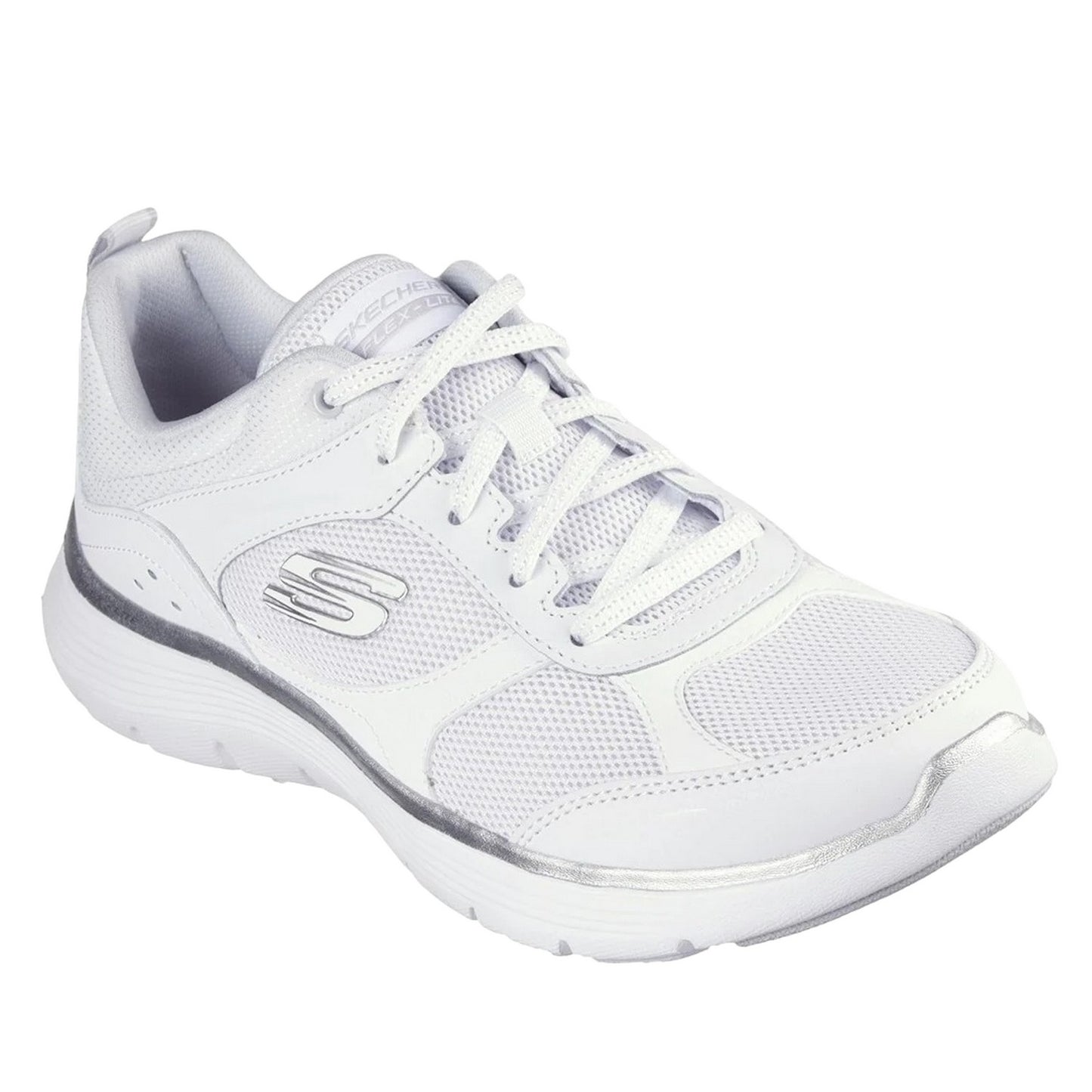 White-Silver - Front - Skechers Womens-Ladies Flex Appeal 5.0 Fresh Touch Trainers