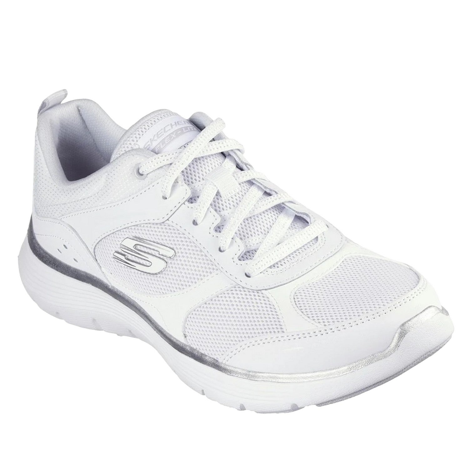 White-Silver - Front - Skechers Womens-Ladies Flex Appeal 5.0 Fresh Touch Trainers