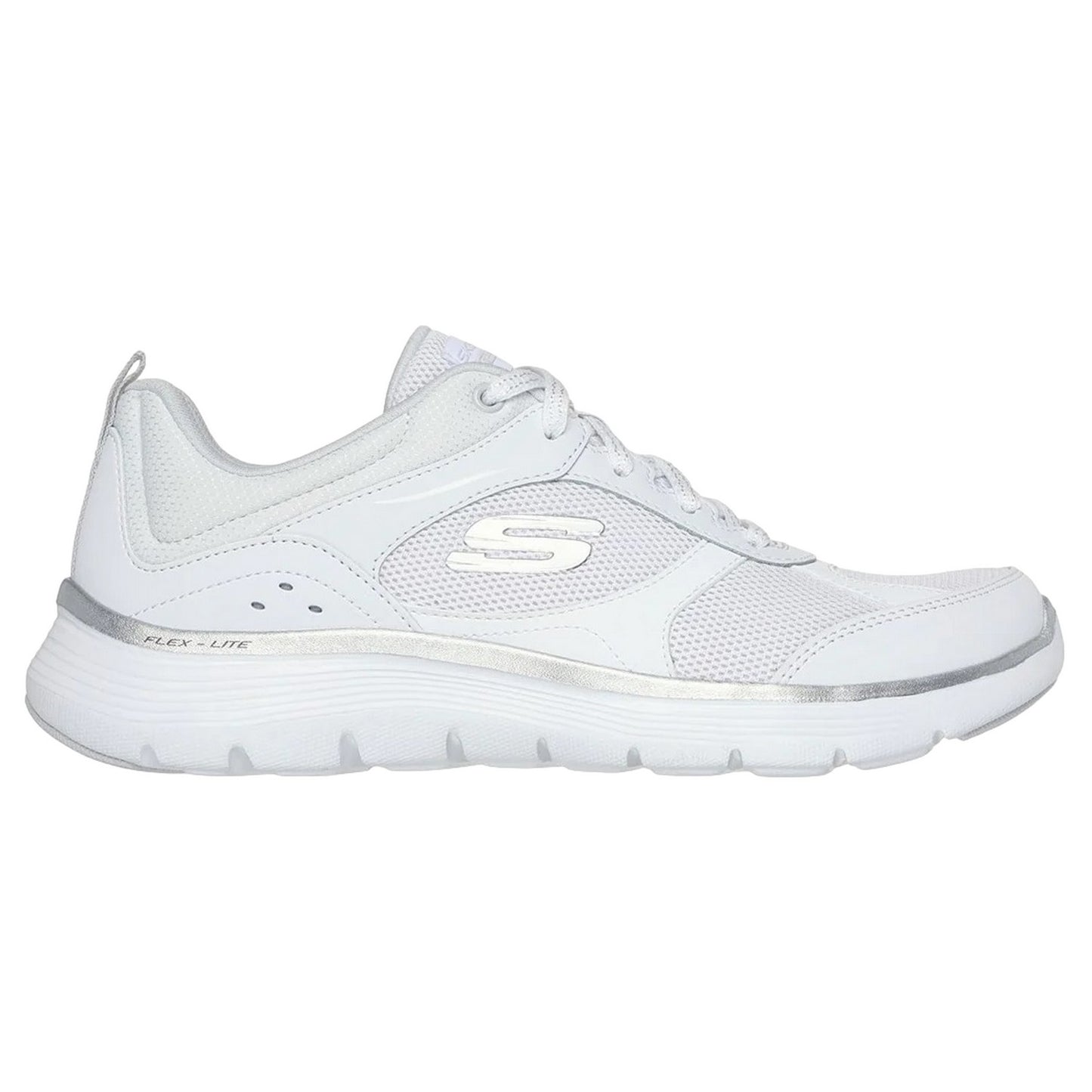 White-Silver - Back - Skechers Womens-Ladies Flex Appeal 5.0 Fresh Touch Trainers