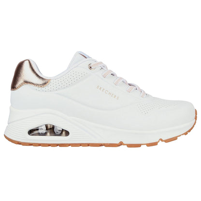 White - Back - Skechers Womens-Ladies Uno Shimmer Away Trainers