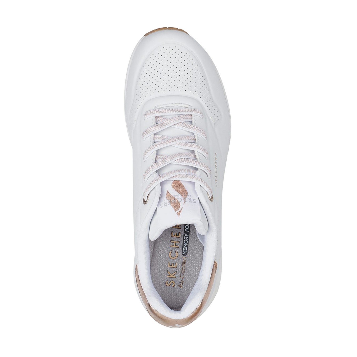 White - Lifestyle - Skechers Womens-Ladies Uno Shimmer Away Trainers