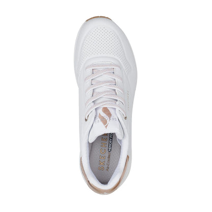 White - Lifestyle - Skechers Womens-Ladies Uno Shimmer Away Trainers