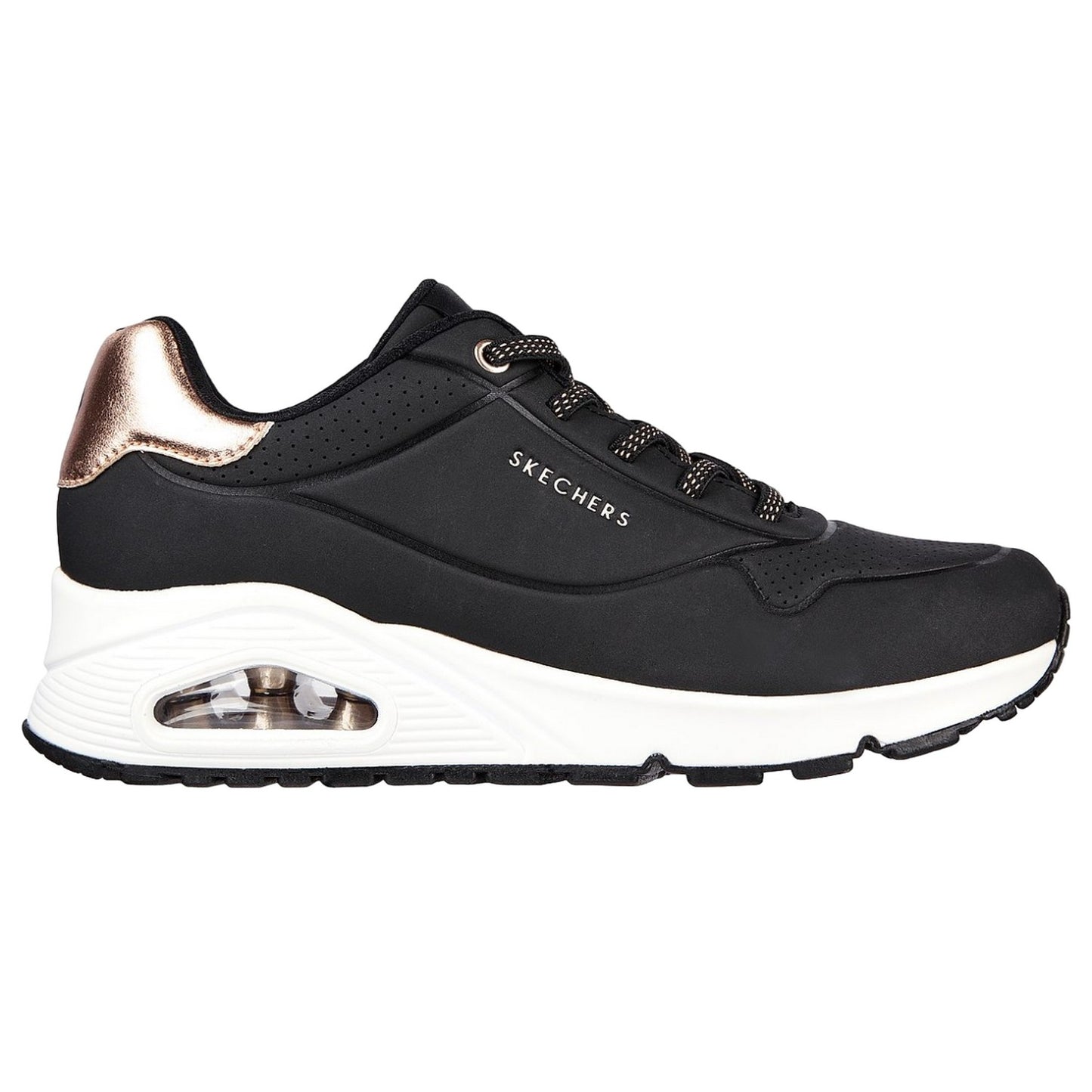 Black - Back - Skechers Womens-Ladies Uno Shimmer Away Trainers