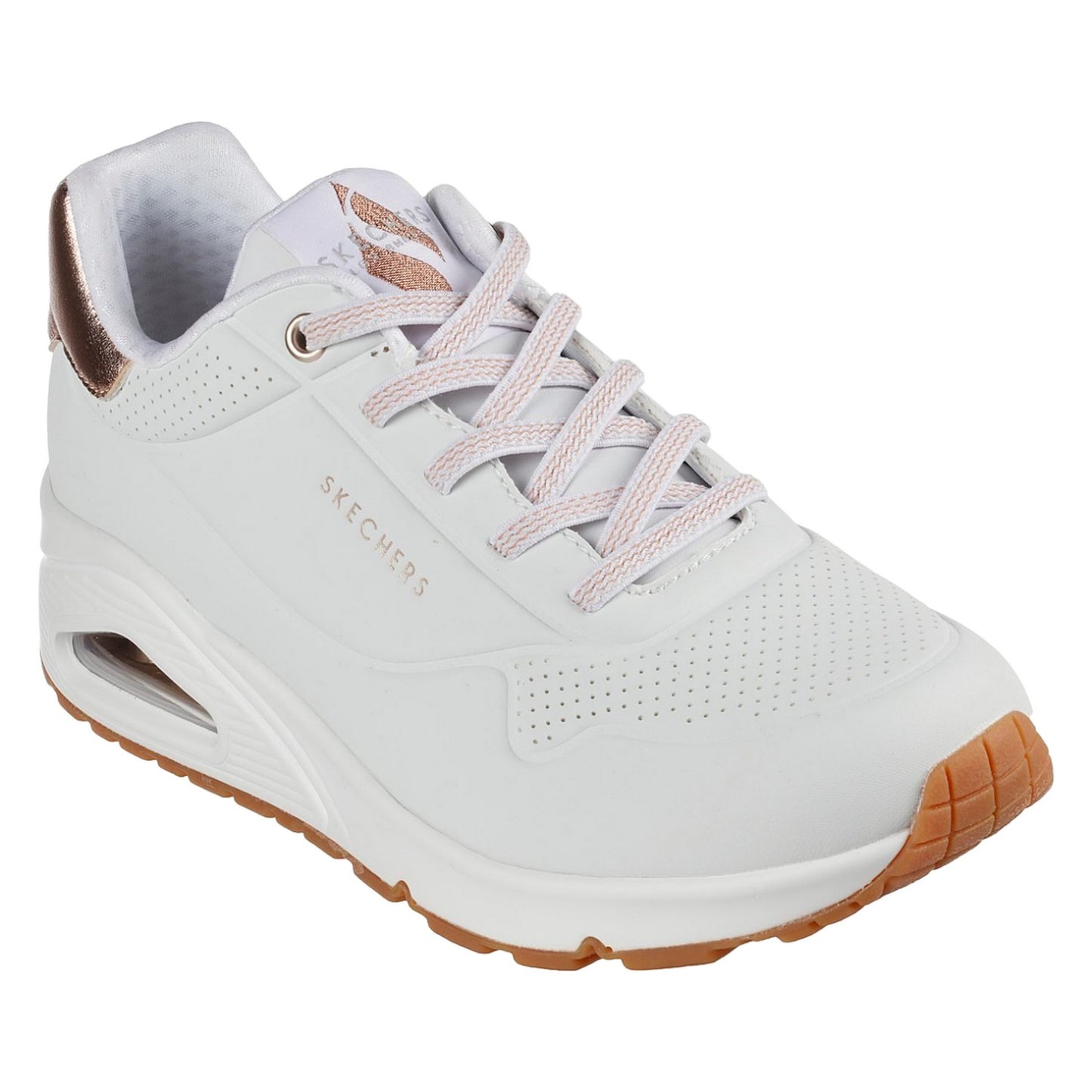 White - Front - Skechers Womens-Ladies Uno Shimmer Away Trainers