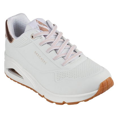 White - Front - Skechers Womens-Ladies Uno Shimmer Away Trainers