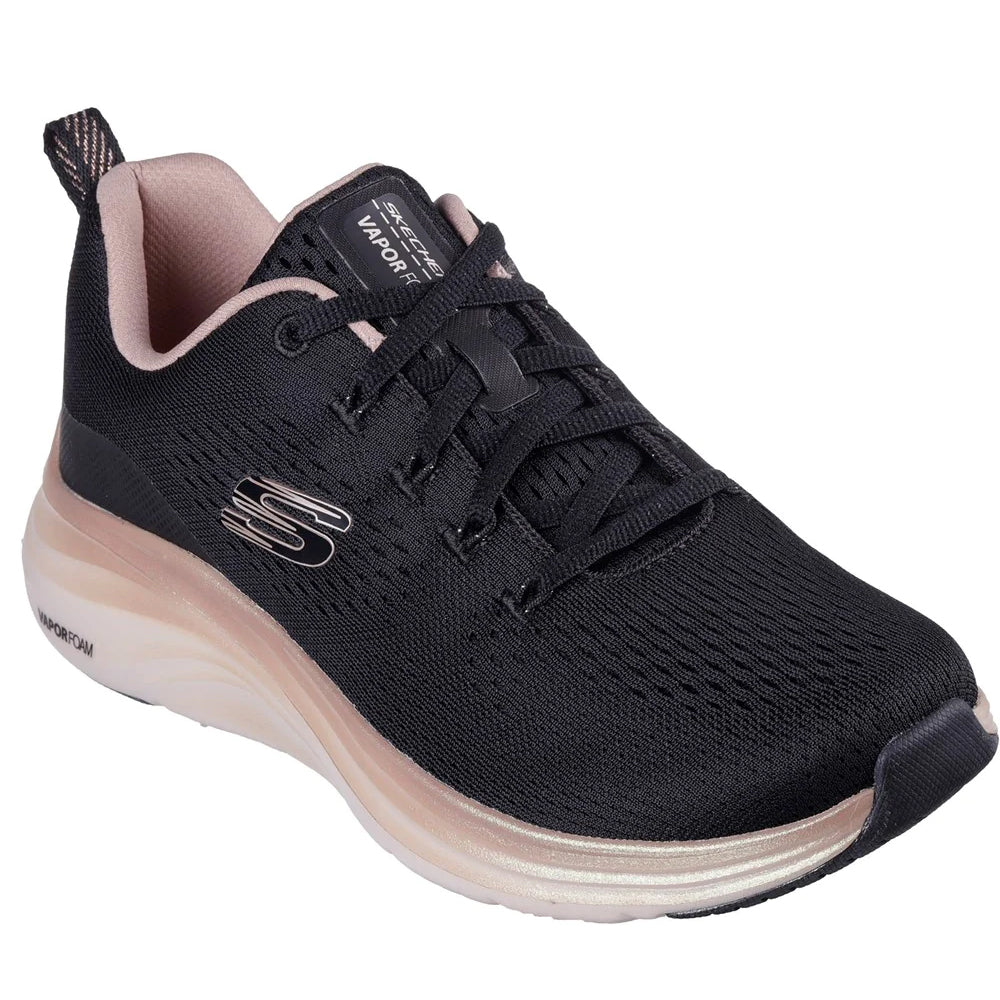 Black-Rose Gold - Front - Skechers Womens-Ladies Midnight Glimmer Vapor Foam Trainers
