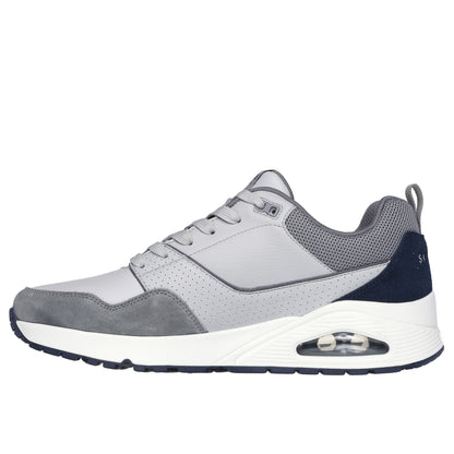 Grey - Back - Skechers Womens-Ladies Uno Retro One Leather Trainers