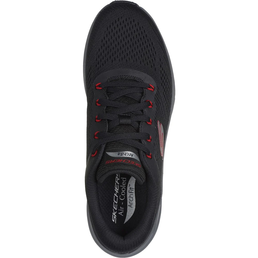 Black-Red - Side - Skechers Mens Arch Fit 2.0 Trainers