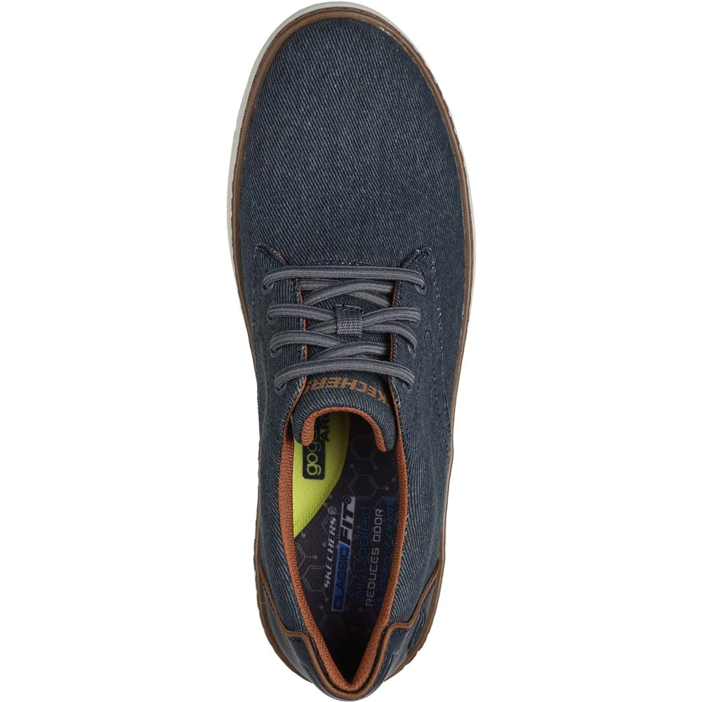 Navy - Side - Skechers Mens Hyland Ratner Shoes