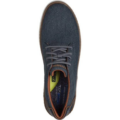 Navy - Side - Skechers Mens Hyland Ratner Shoes