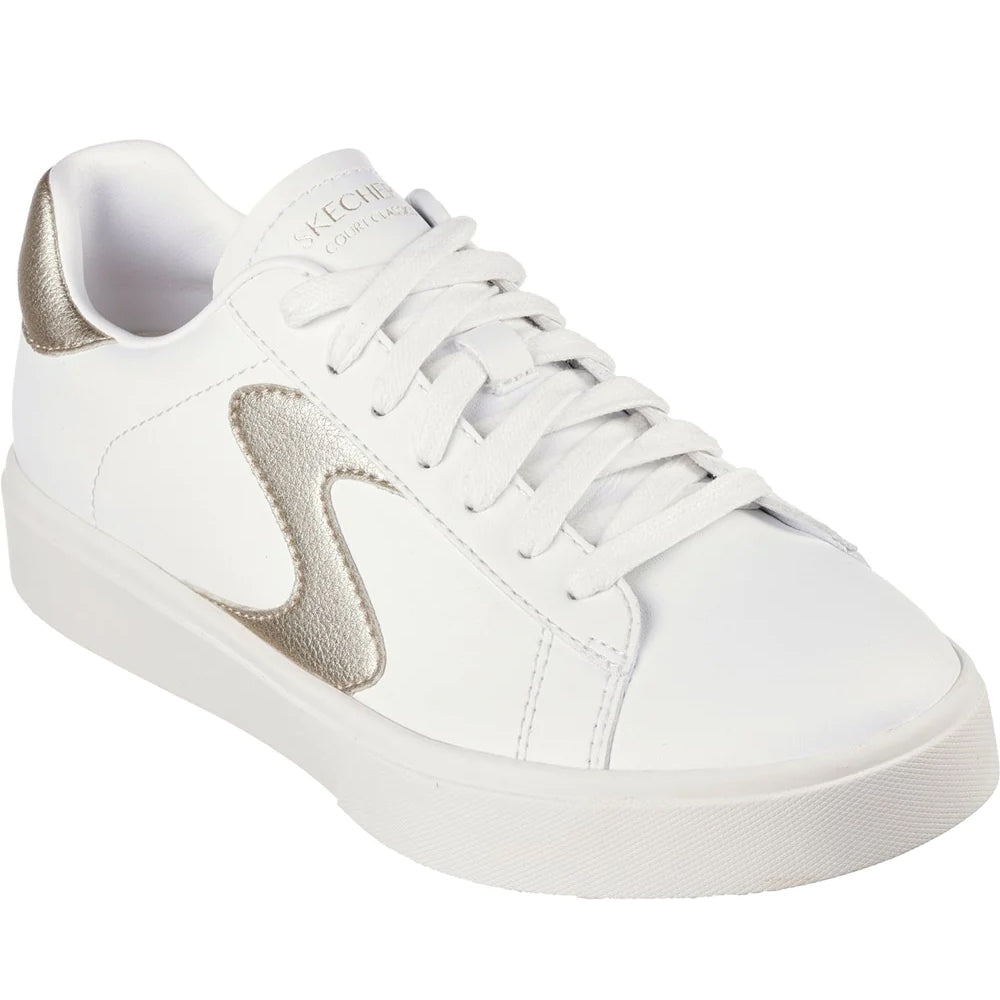 White-Gold - Front - Skechers Womens-Ladies Eden LX Beaming Glory Trainers