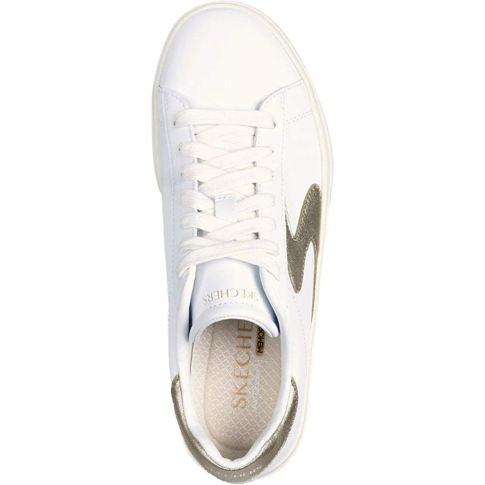 White-Gold - Side - Skechers Womens-Ladies Eden LX Beaming Glory Trainers