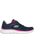 Navy-Hot Pink - Side - Skechers Womens-Ladies Flex Appeal 5.0 Fresh Touch Leather Trainers