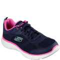 Navy-Hot Pink - Front - Skechers Womens-Ladies Flex Appeal 5.0 Fresh Touch Leather Trainers