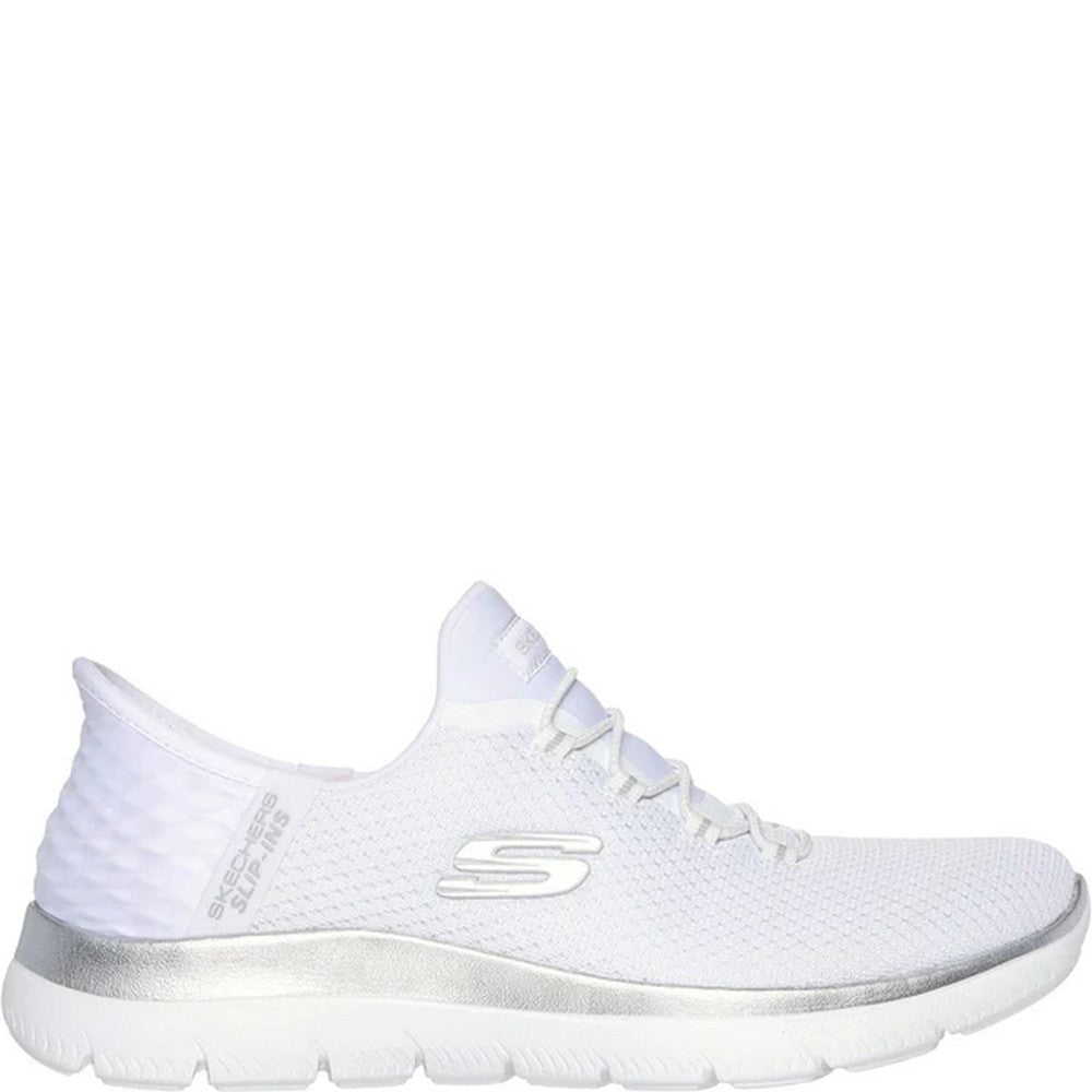 White-Silver - Side - Skechers Womens-Ladies Summits - Diamond Dream Trainers