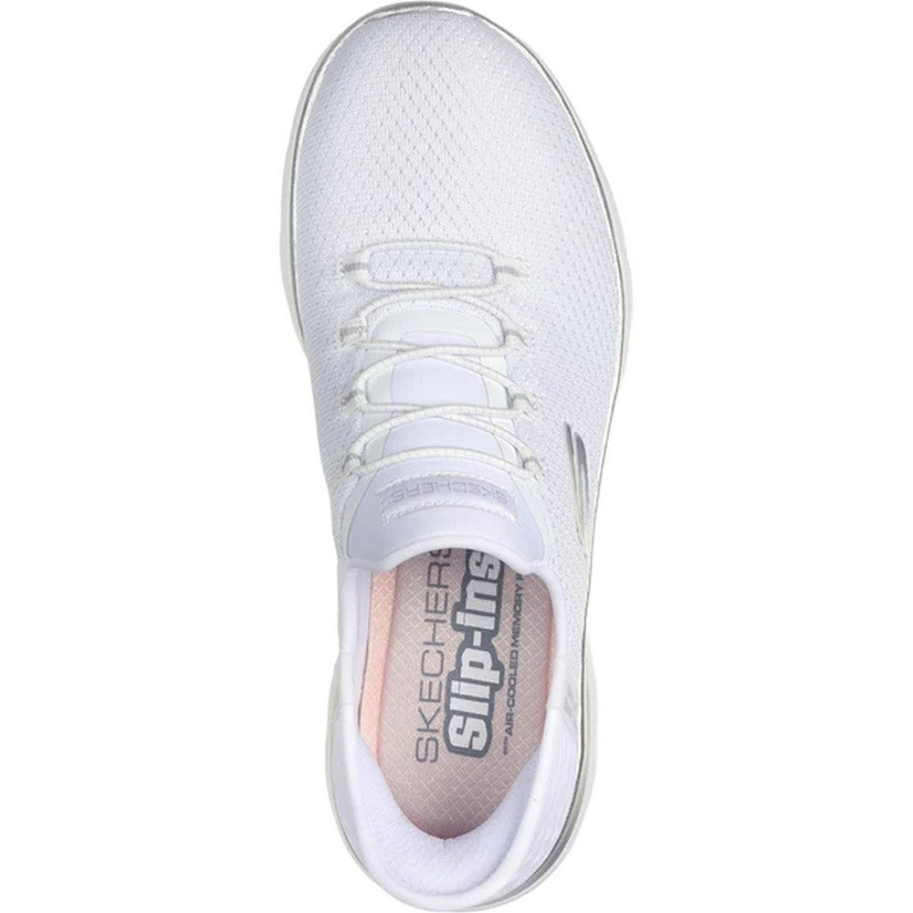White-Silver - Pack Shot - Skechers Womens-Ladies Summits - Diamond Dream Trainers