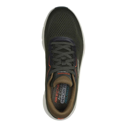 Olive-Orange - Side - Skechers Mens D´Lux Walker 2.0 Trainers