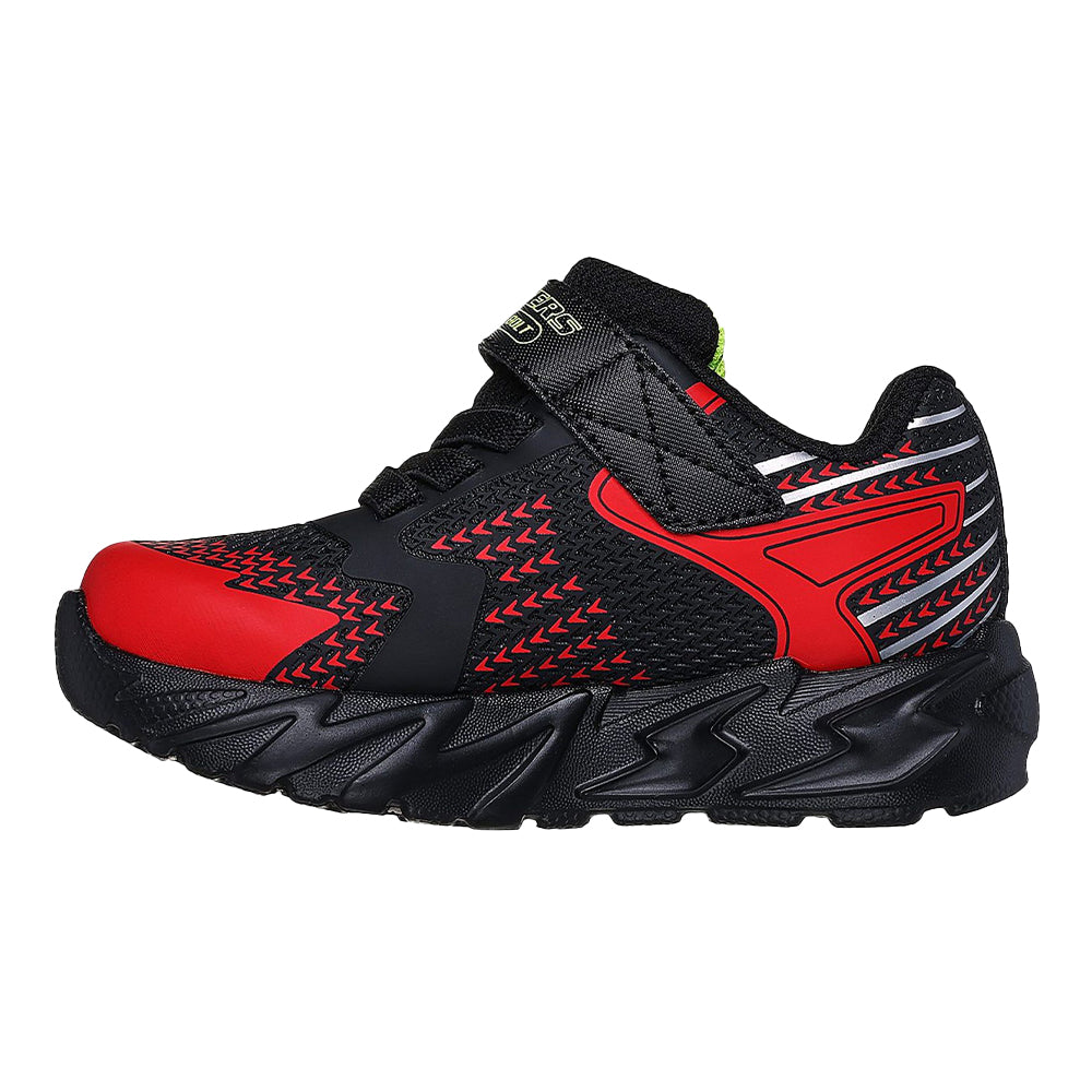 Black-Red - Back - Skechers Boys S Lights Flex-Glow Bolt Trainers