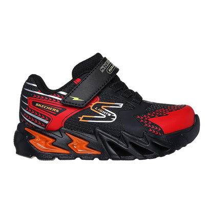 Black-Red - Side - Skechers Boys S Lights Flex-Glow Bolt Trainers