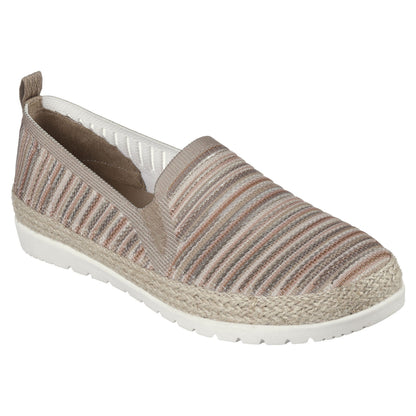 Taupe-Multicoloured - Front - Skechers Womens-Ladies BOBS Flexpadrille 3.0 - Island Muse Espadrilles