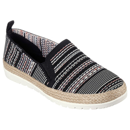 Black-Multicoloured - Front - Skechers Womens-Ladies BOBS Flexpadrille 3.0 - Island Muse Espadrilles