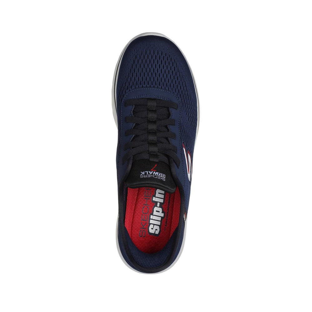 Navy-Red - Lifestyle - Skechers Mens Go Walk 7 - Free Hand Trainers