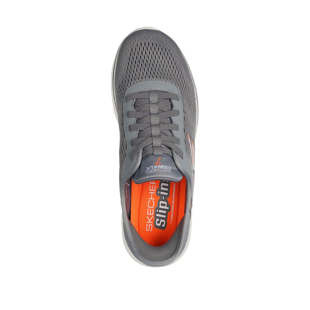 Grey-Orange - Lifestyle - Skechers Mens Go Walk 7 - Free Hand Trainers
