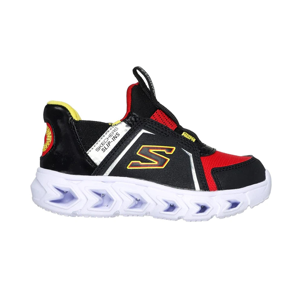 Black-Red - Side - Skechers Boys Hypno-Flash 2.0 - Vexlux Trainers