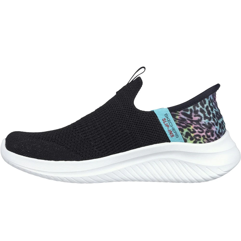Black-Multicoloured - Back - Skechers Girls Ultra Flex 3.0 - Colory Wild Trainers