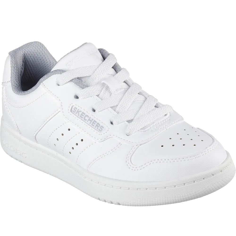 White - Front - Skechers Boys Quick Street - Vorton Trainers