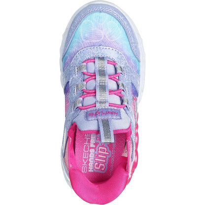 Lavender-Multicoloured - Side - Skechers Girls Infinite Heart Lights Slip-on Trainers