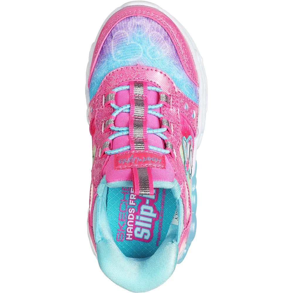 Pink-Multicoloured - Side - Skechers Girls Infinite Heart Lights Slip-on Trainers