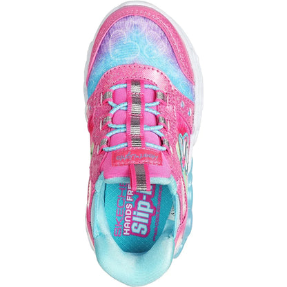 Pink-Multicoloured - Side - Skechers Girls Infinite Heart Lights Slip-on Trainers