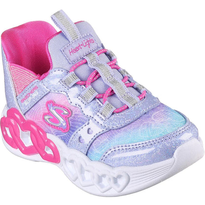 Lavender-Multicoloured - Front - Skechers Girls Infinite Heart Lights Slip-on Trainers