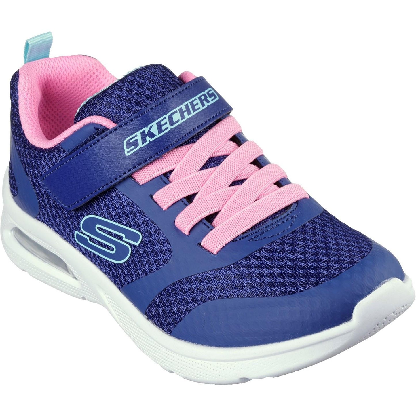 Navy-Pink - Front - Skechers Girls Microspec Max Racer Gal Trainers