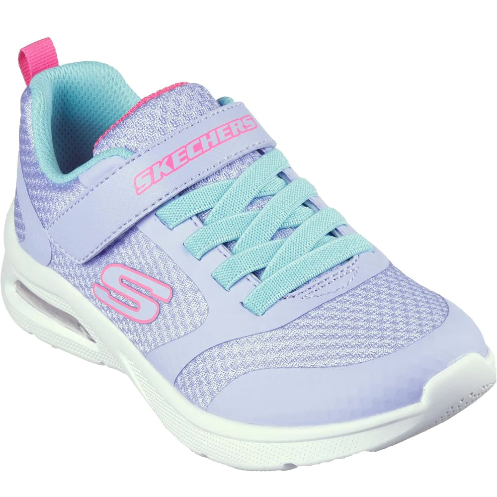 Periwinkle-Aqua - Front - Skechers Girls Microspec Max Racer Gal Trainers