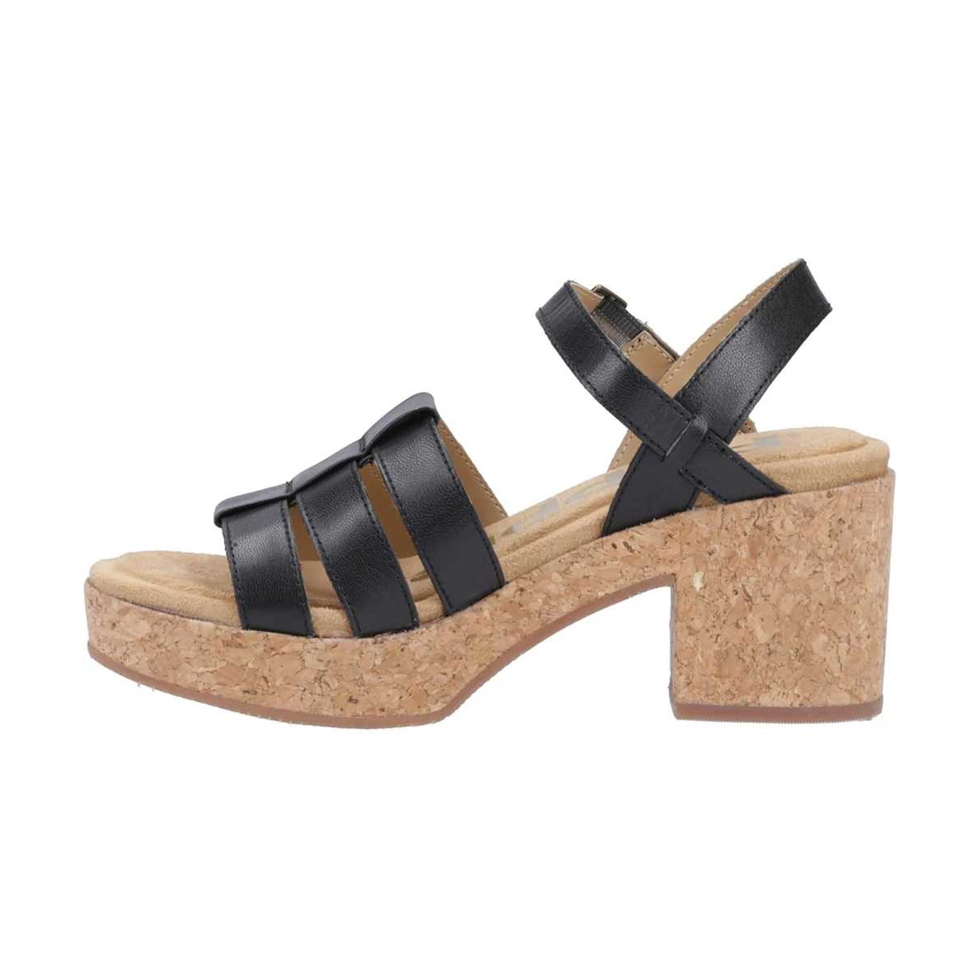 Black - Side - Hush Puppies Womens-Ladies Poppy Fisherman Sandals