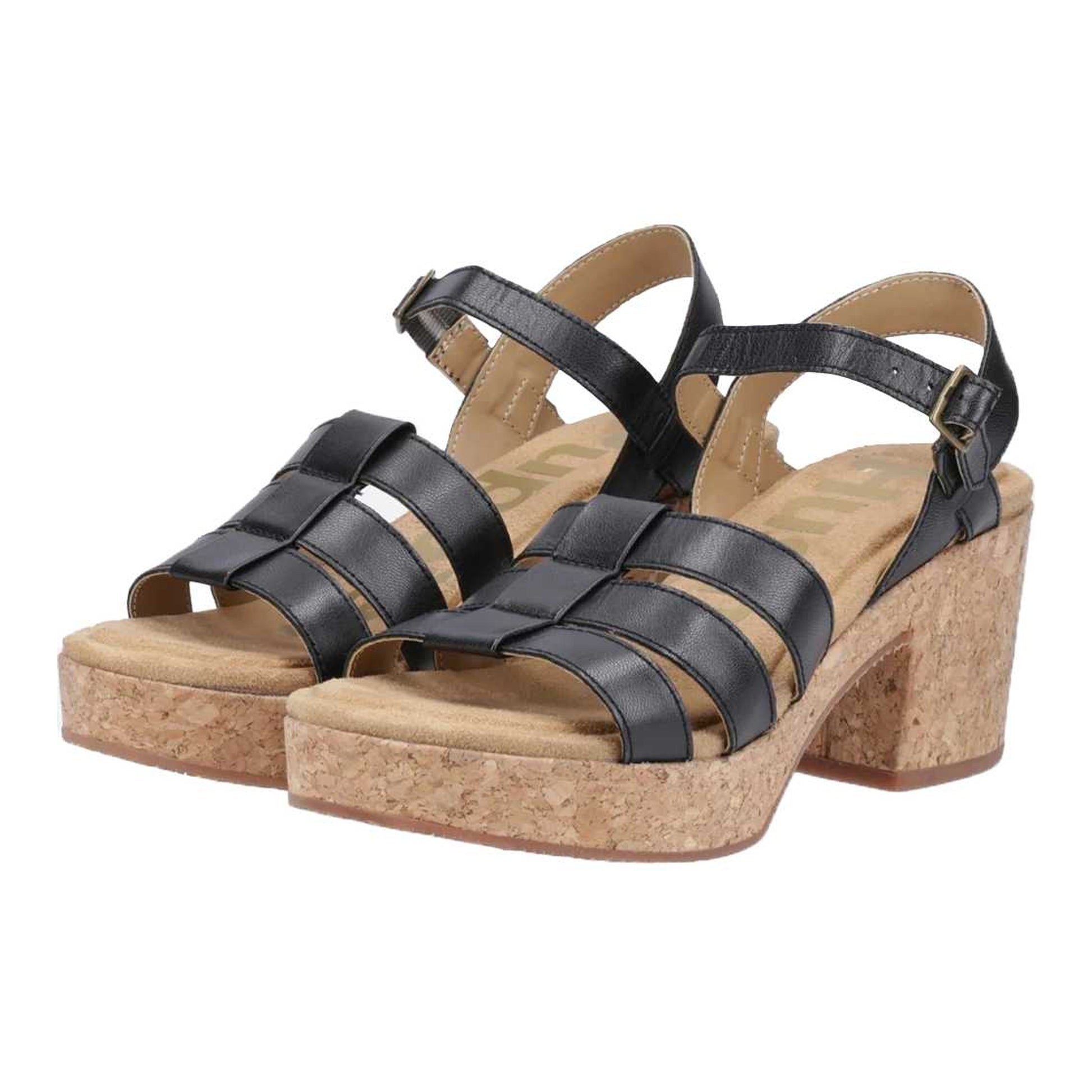 Black - Close up - Hush Puppies Womens-Ladies Poppy Fisherman Sandals