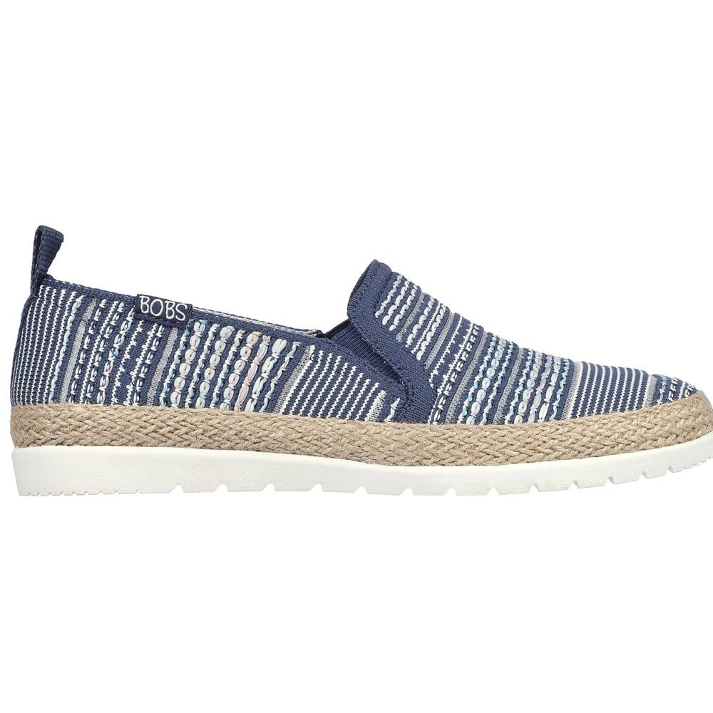 Navy - Side - Skechers Womens-Ladies BOBS Flexpadrille 3.0 - Island Muse Espadrilles