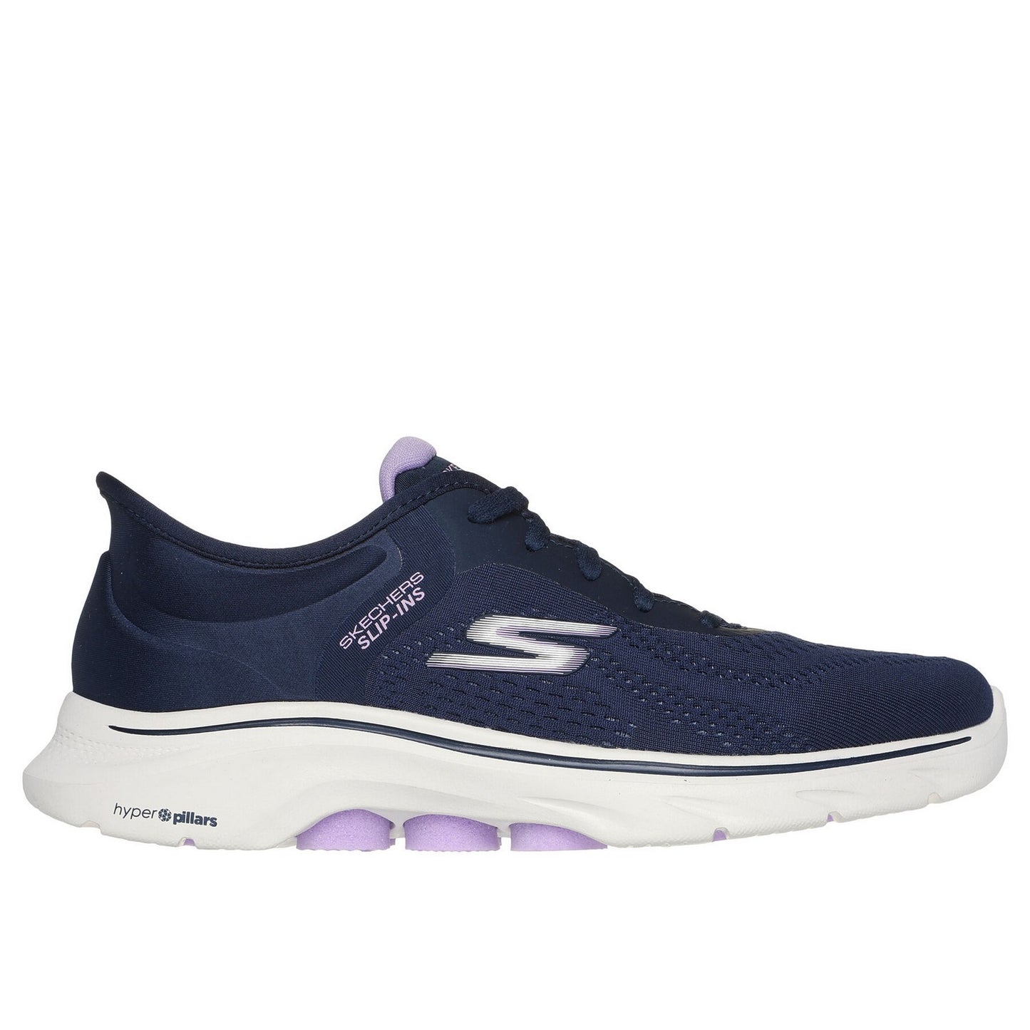 Navy-Lavender - Lifestyle - Skechers Womens-Ladies Go Walk 7-Valin Trainers